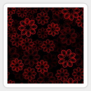 Neon Floral Red on Black Sticker